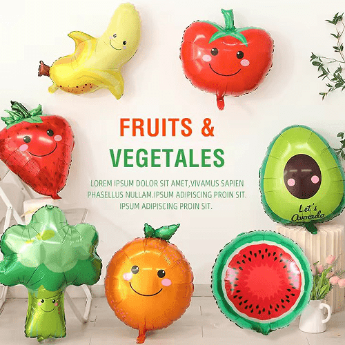 Baloane din folie cu fructe și legume