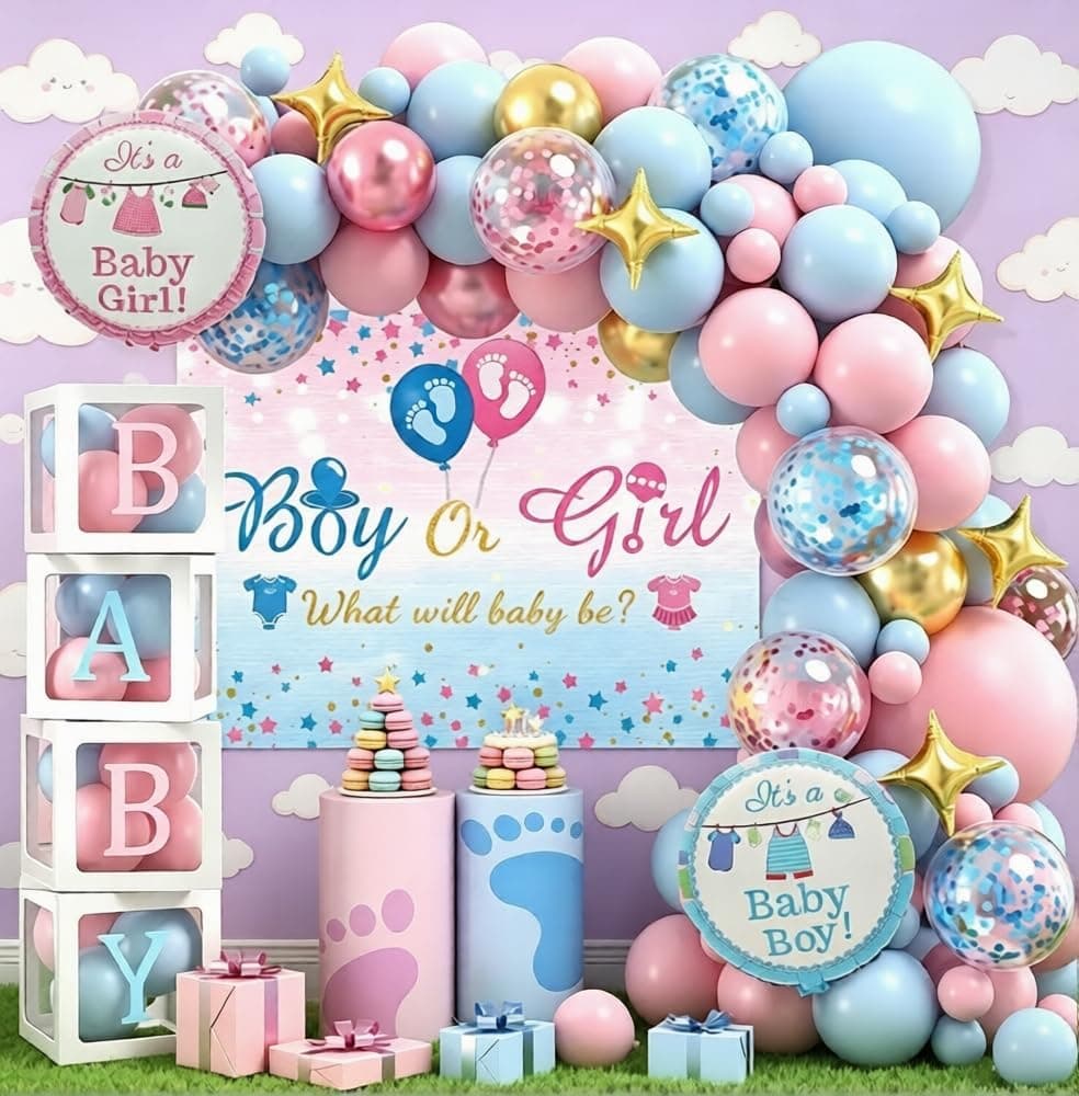 Kit de arc cu ghirlande cu baloane pentru baby shower neutru