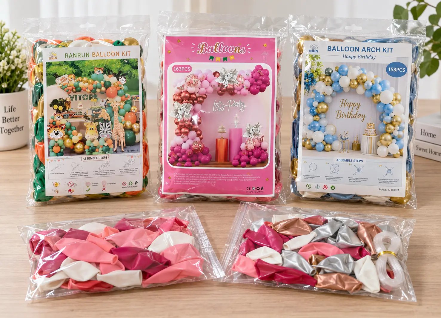 Birthday Balloon Arch Kit sample preparation and packing at Borun Balloon Factory