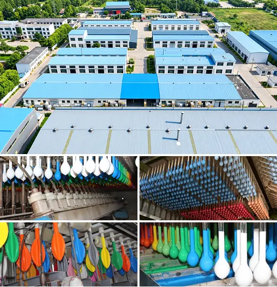 Latex balloon forming equipment operating in Borun Balloon Factory in Xiongxian, Hebei